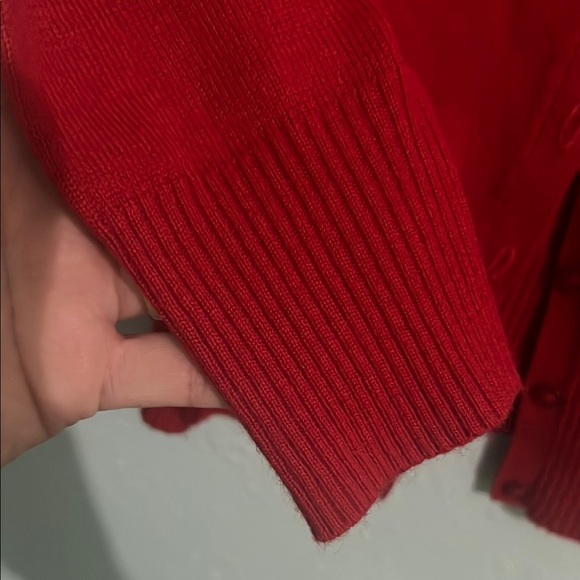 Active Basic Red Cardigan Sweater - Picture 4 of 4